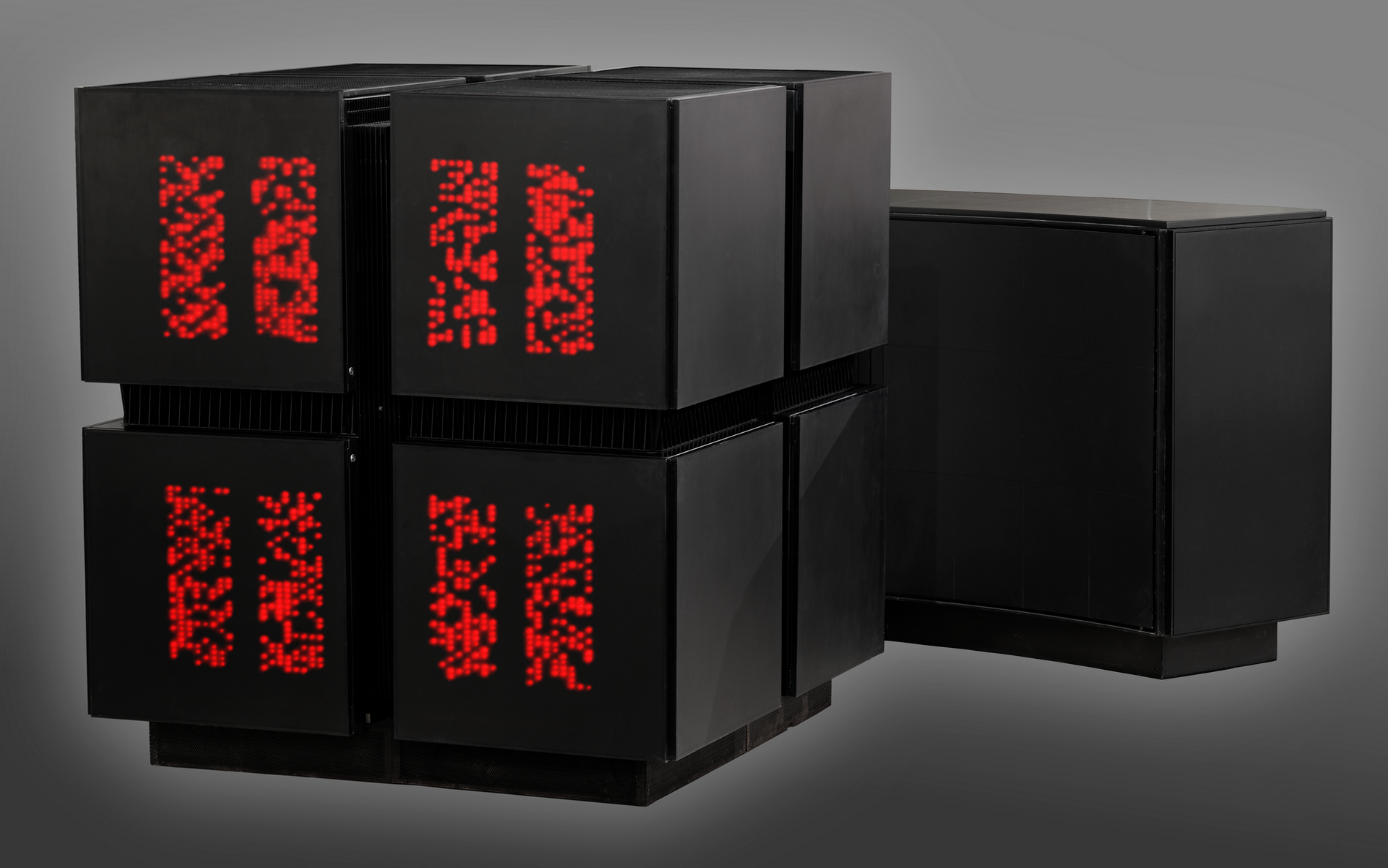 A second-generation connection machine in use. Each light represents one active processor node.