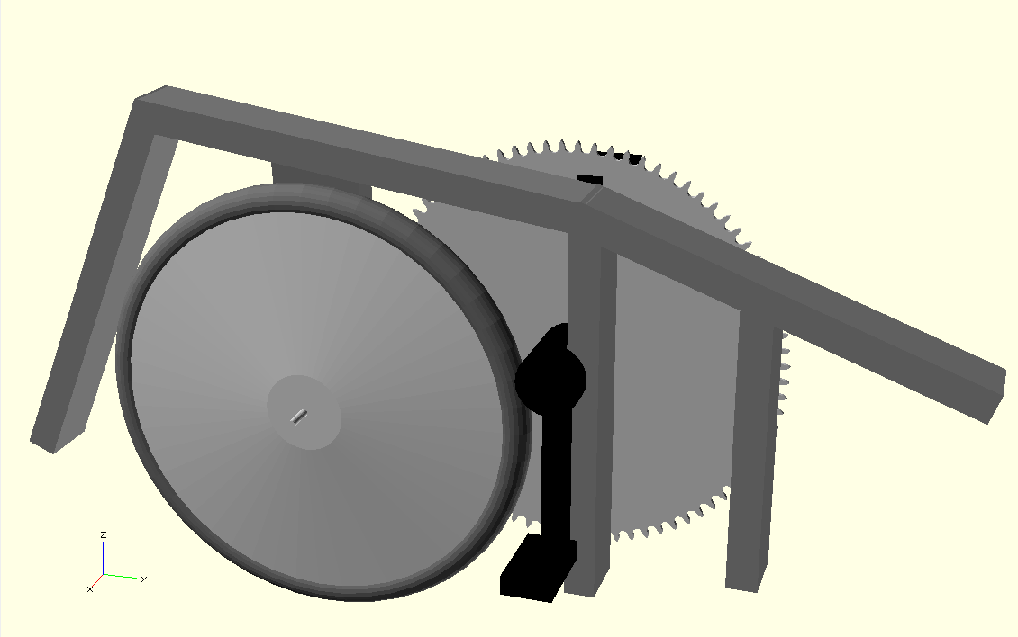 Subframe of the tricycle, modelled in OpenSCAD