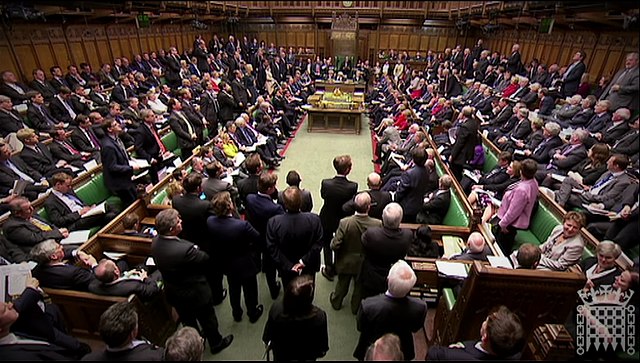 The chamber of the House of Commons at Prime Minister's Questions